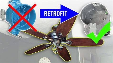 replacing ceiling fan that has separate junction box|installing junction box in ceiling.